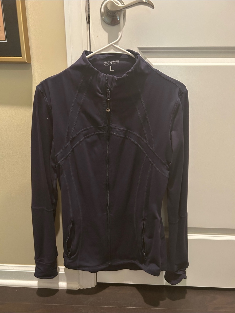 Women's Navy Full-Zip Utility Jacket with High Collar